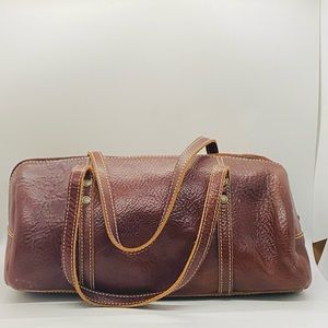 Sundance Leather Barrel Double Zip Shoulder Bag